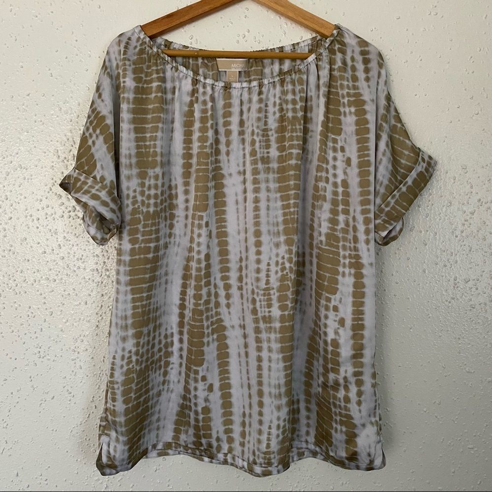 MICHAEL KORS | large | gold | white | flowy | short sleeve